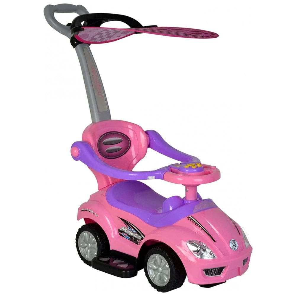 Carrinho de Passeio Infantil 3 em 1 com Alça Removível e Música de Buzina para Crianças de 1 a 3 Anos, ChromeWheels, Rosa
