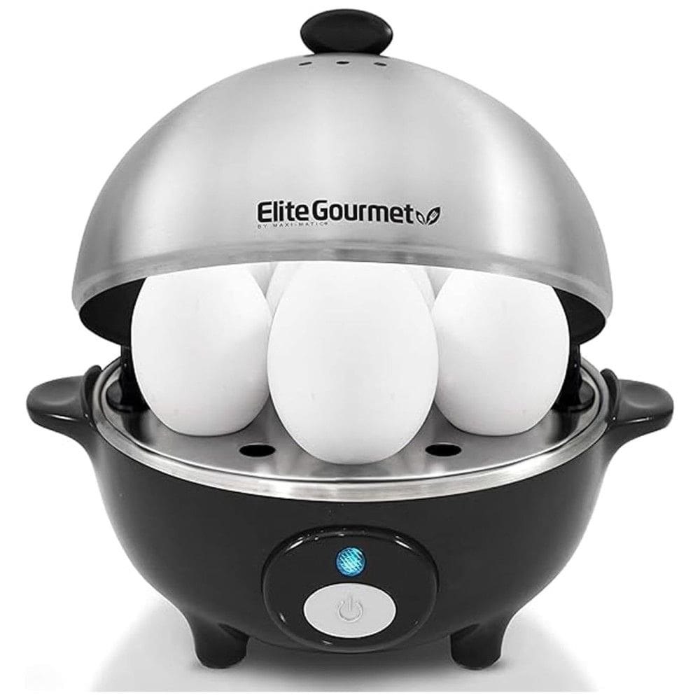 Cozedor de Ovos Elétrico, até 7 Ovos, Aço Inoxidável, ELITE GOURMET EGC 508, Preto