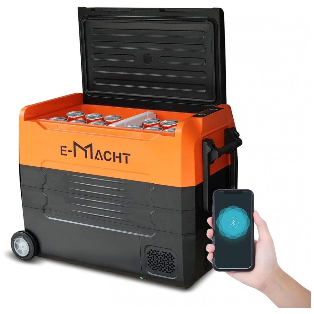 Geladeira Portátil 49L com Controle de Aplicativo e Luz LED, 12 24 V DC e 100 240 V AC, CARSTY, Preto