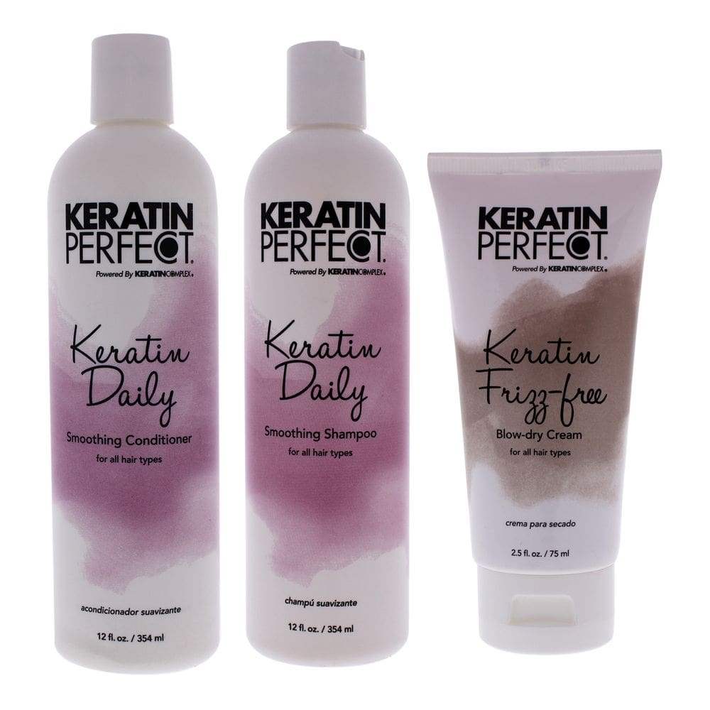 Kit diário Keratin Perfect Keratin Kit de 3 peças para combater o frizz
