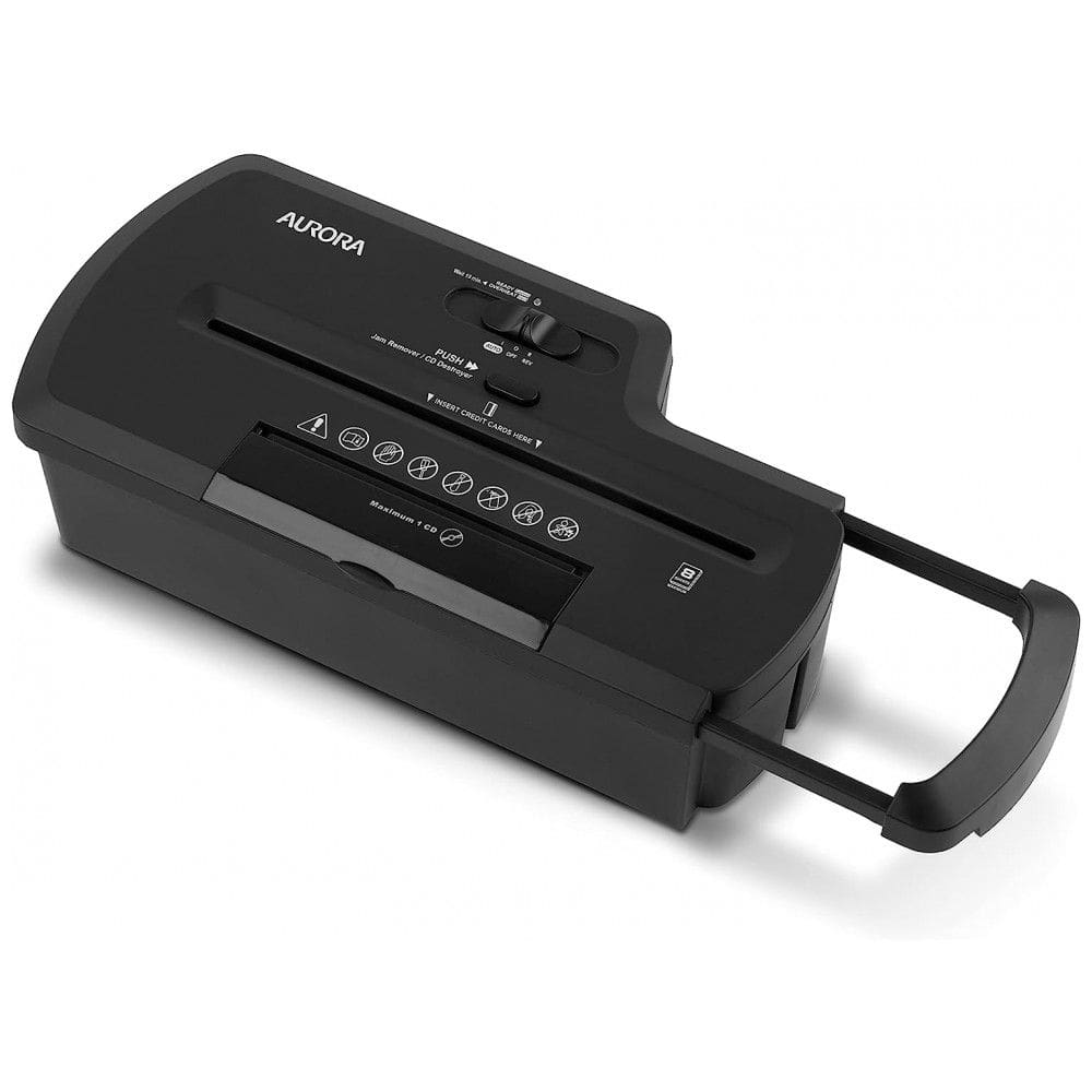 Fragmentadora de Papel e Cartões Profissional sem Lixeira, 8 Folhas, Corte em Tiras, 110V, Aurora, Preto