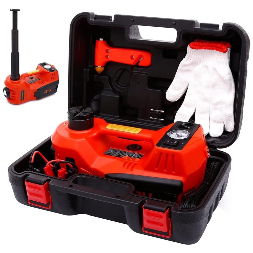 Macaco Elétrico Automotivo Hidráulico com Luz LED, Suporta até 5 Toneladas, ROGTZ, Laranja