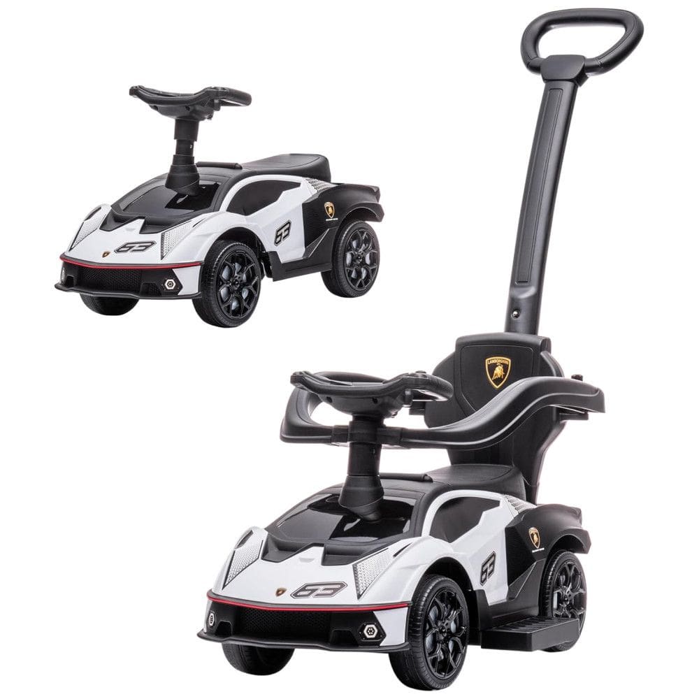 Carrinho de Passeio Infantil 2 em 1 com Buzina, Compartimento Sob o Assento, Som e Volante para Crianças, Aosom, Branco