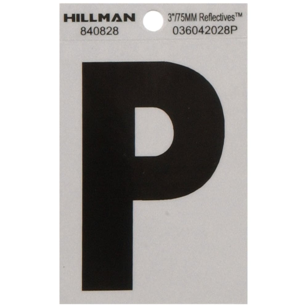 Sinalização Hillman 840828 Letra P 7,5 cm Mylar reflexivo