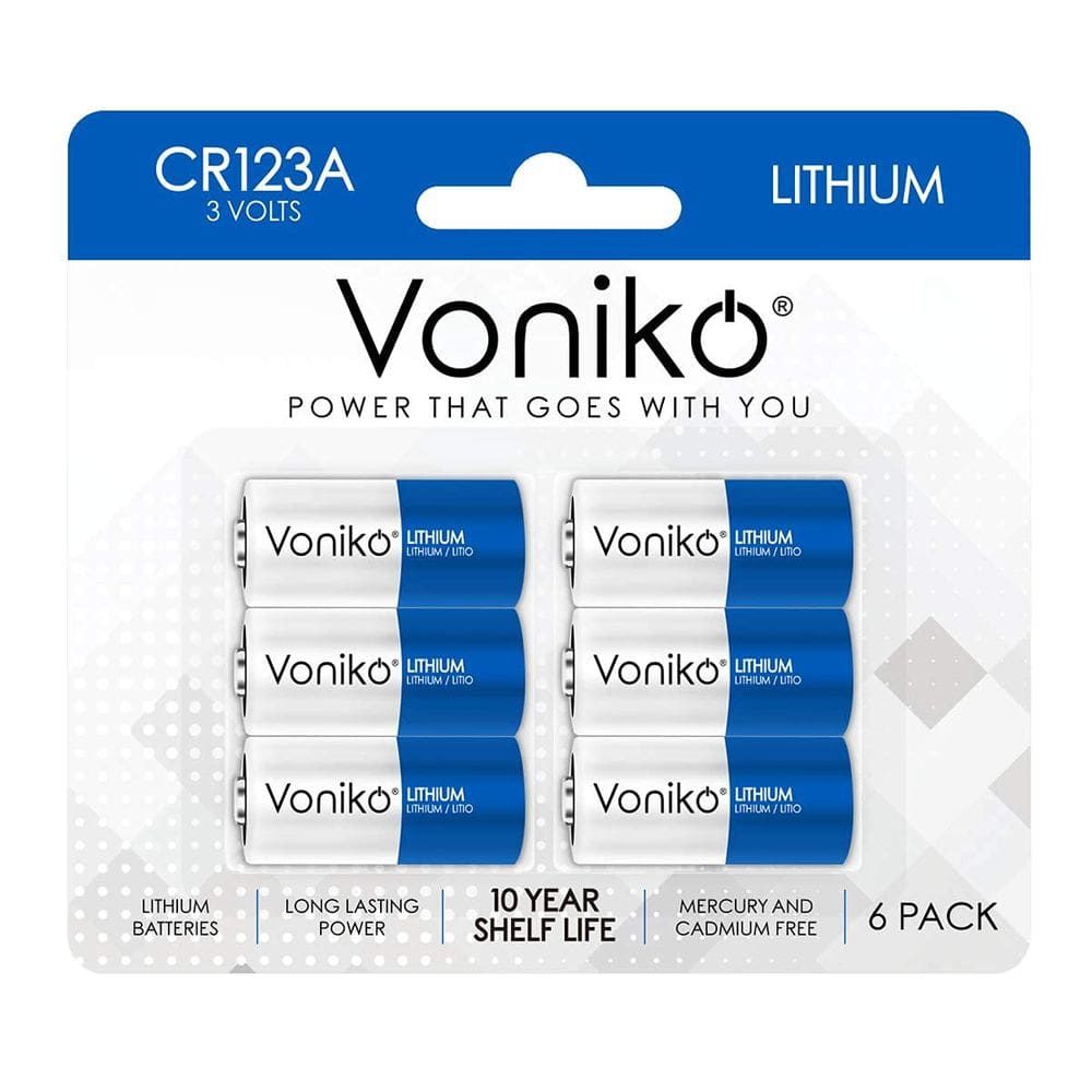 Baterias de lítio Voniko CR123A 3V 1500mAh (pacote com 6)