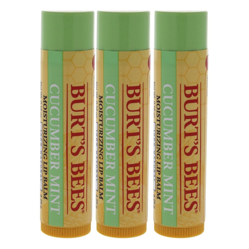 Bálsamo labial Burts Bees, pepino e hortelã, pacote com 3