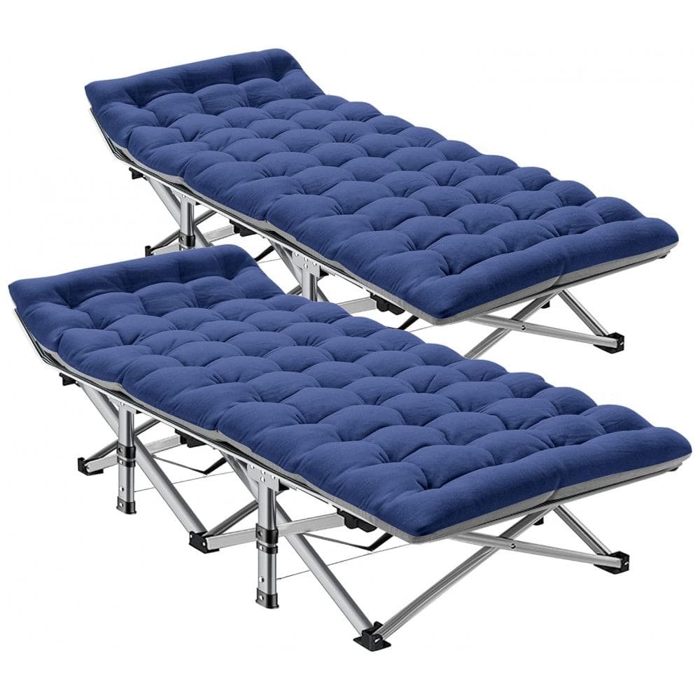 Cama Dobrável Portátil para Acampamento com Acolchoado, 2 Unidades, Suporta 408 kg, ABORON, Azul Marinho