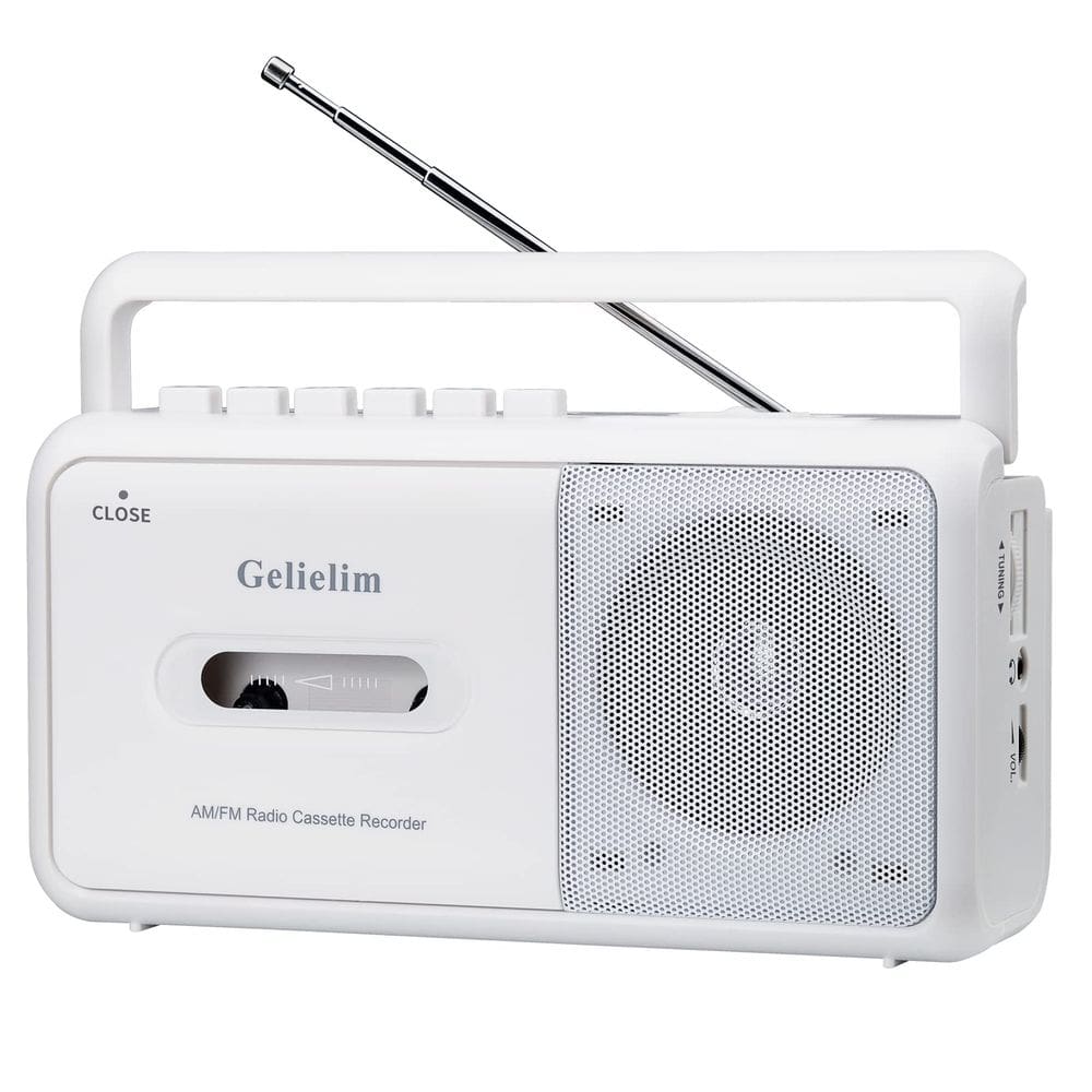 Leitor de cassetes Gelielim Boombox AM/FM Rádio Estéreo