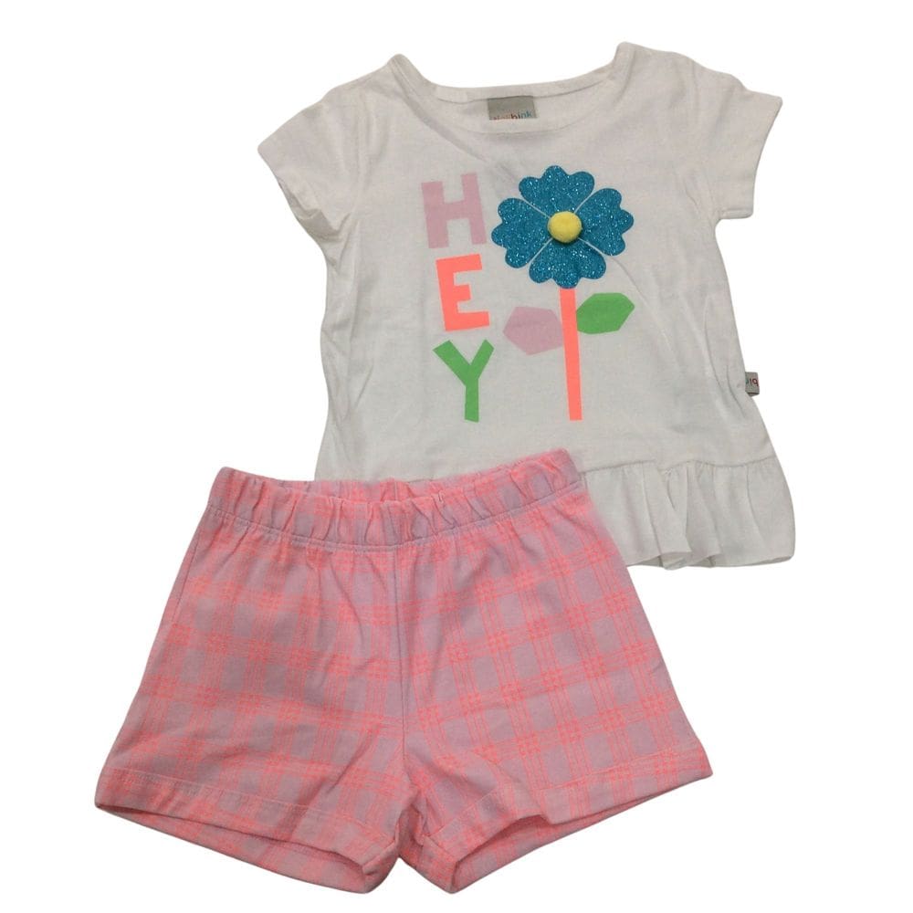 Conjunto infantil fem Tink Bink Off/rosa e Amarelo/floral