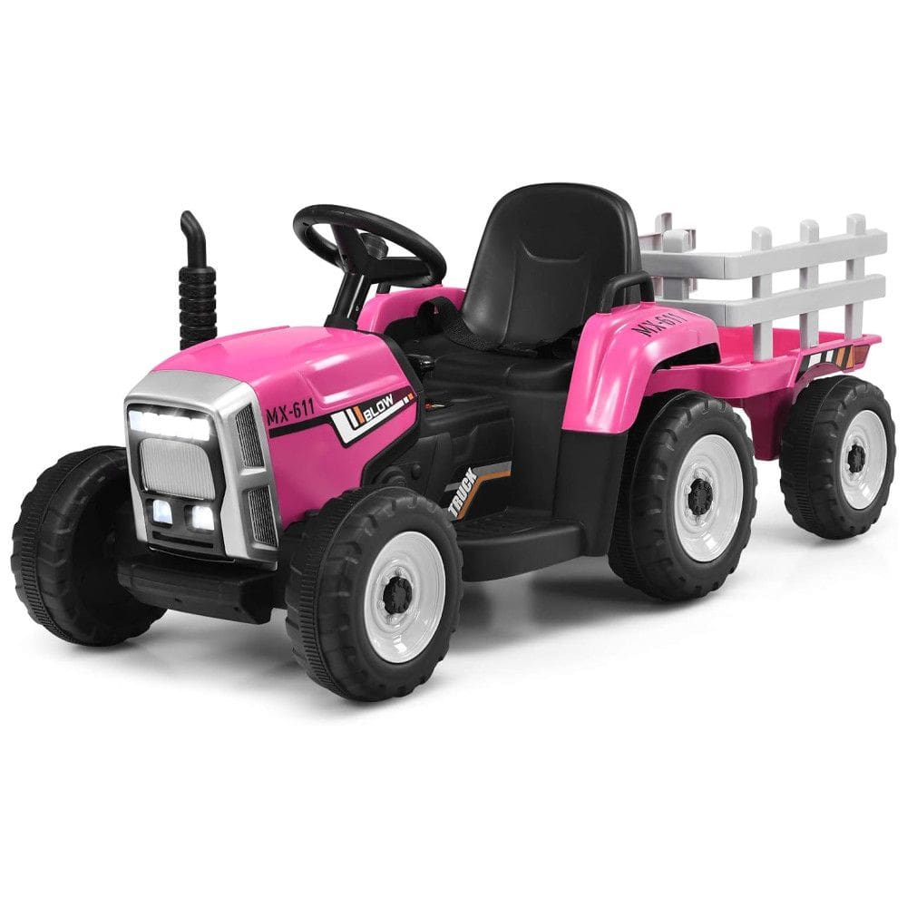 Costzon Trator Elétrico 1 Assento 12V, com Luzes de LED, Rosa