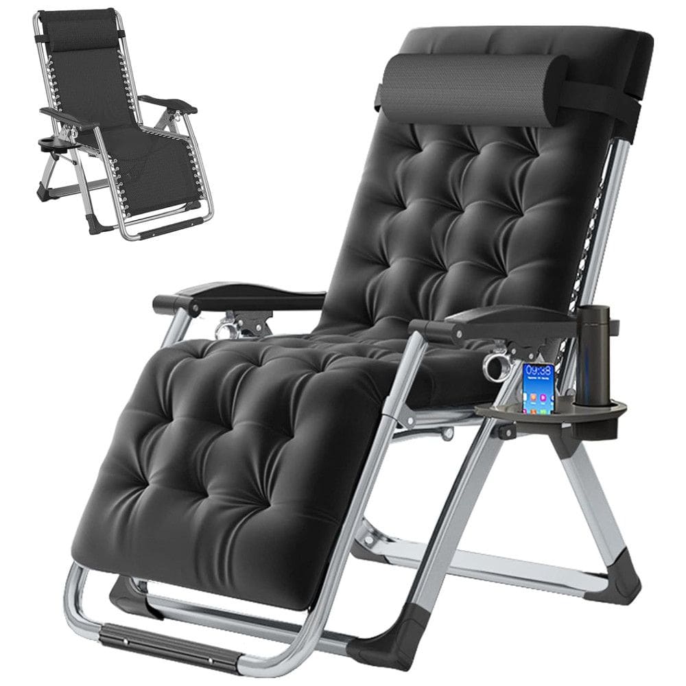 Cadeira Reclinável Ajustável Gravidade Zero com Apoio de Cabeça, LILYPELLE, Preto