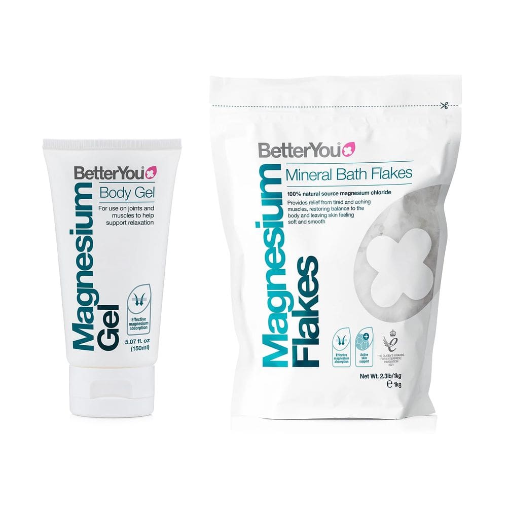 Pacote de sais de banho de magnésio BetterYou autêntico Flakes com gel