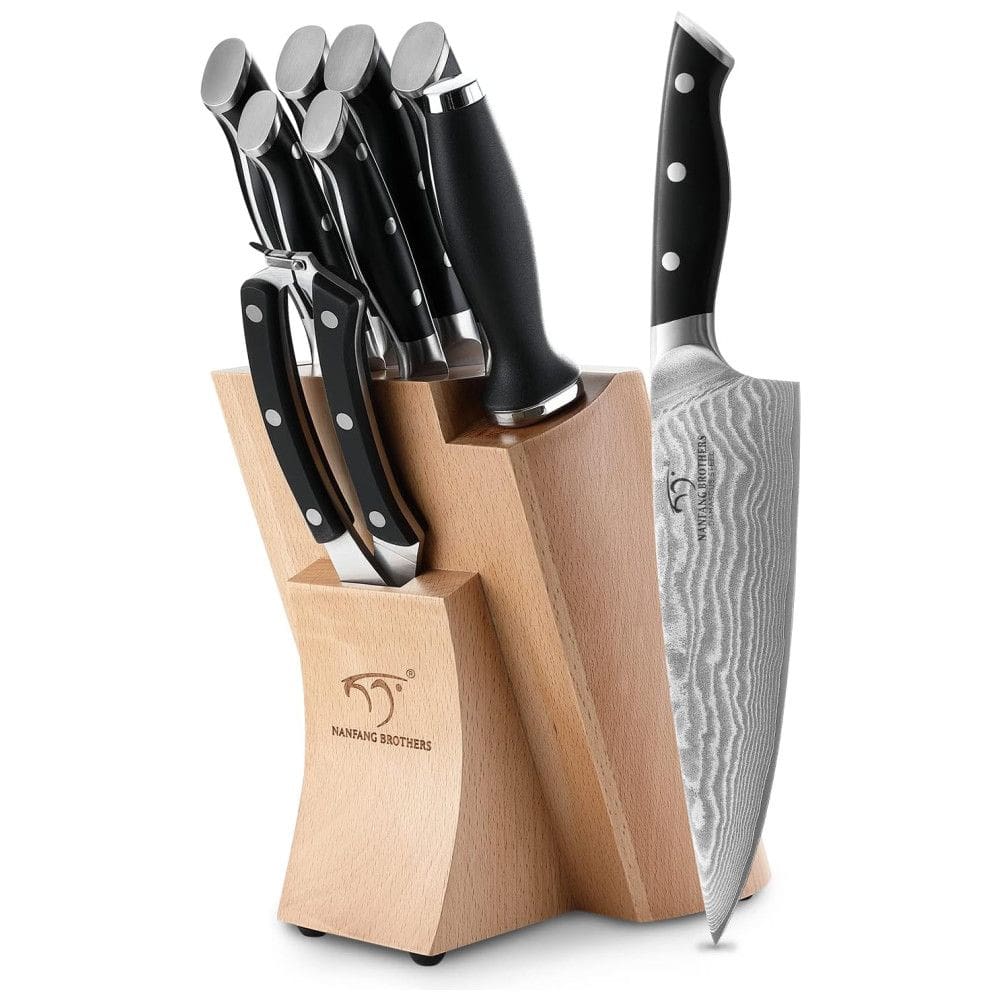 Conjunto de Facas em Aço Inoxidável com Bloco de Bancada, 9 Peças, NANFANG BROTHERS, Preto