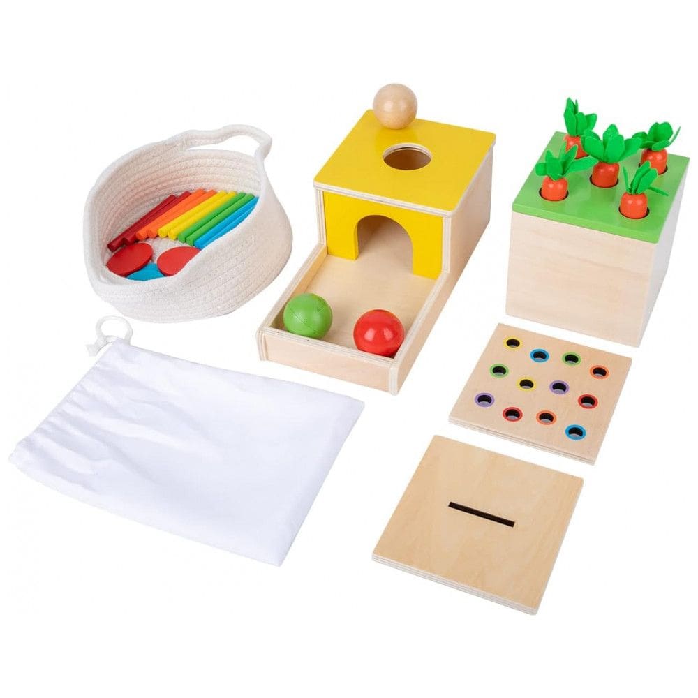 Brinquedo Montessori 4 em 1 com kit de Moedas, Jogo de Colheita de Cenoura e Palito de Fósforo, Jogo de Gota Colorido, Adena Montessori
