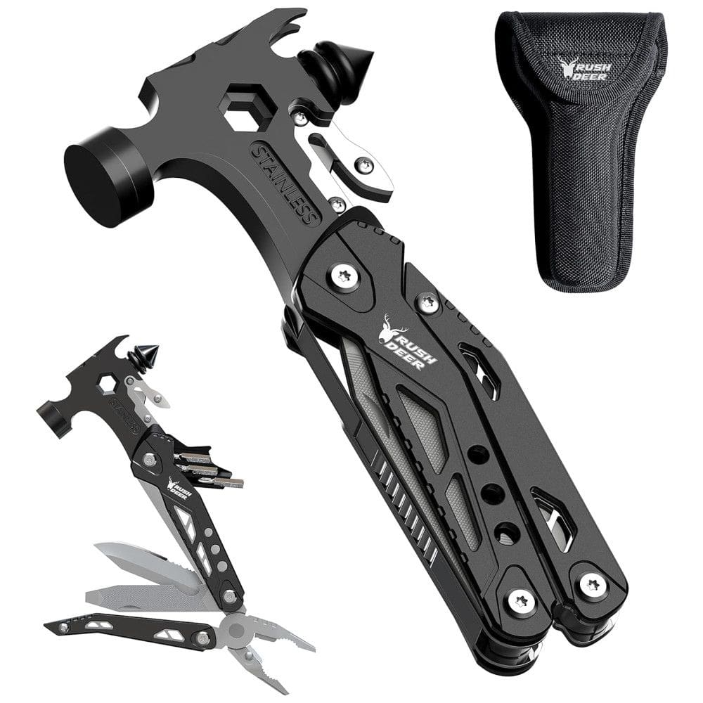 Rush Deer Alicate Multifuncional 16 em 1, Aço Inoxidável, Preto