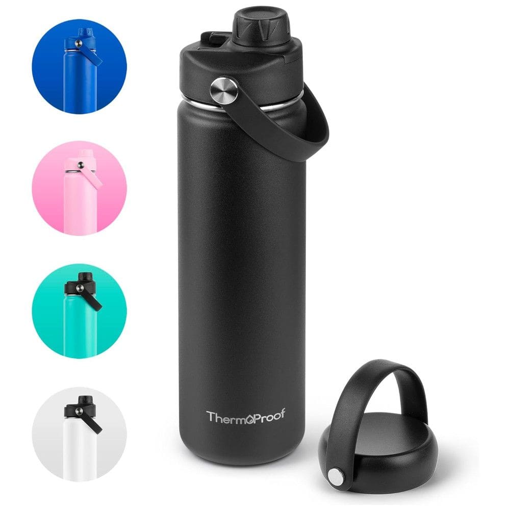 Garrafa Térmica para Água 650mL em Aço Inoxidável com Isolamento a Vácuo de Parede Dupla e 2 tampas à Prova de Vazamento