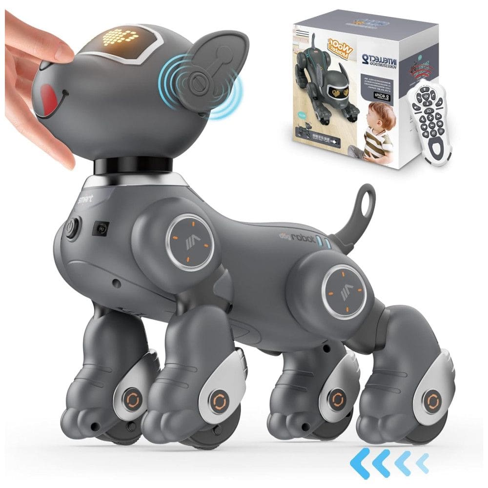 Cão Robô Interativo com Controle Remoto de Voz e Sensores para Crianças com Mais de 5 Anos, Vatos, Cinza