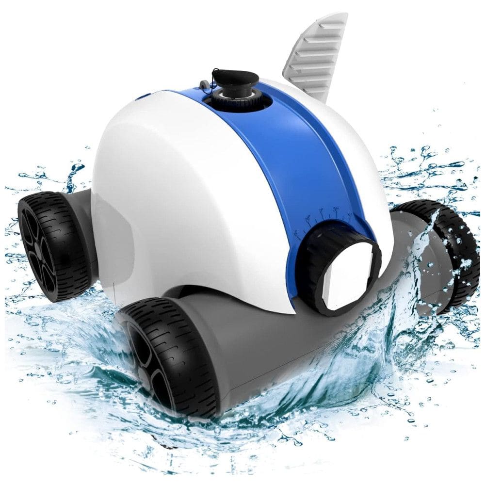 Robô Limpador de Piscina sem Fio com Bateria até 90 minutos e Recarregável, PAXCESS HJ1103, Branco e Azul
