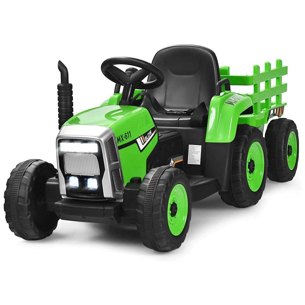 Costzon Trator Elétrico 1 Assento 12V, com Luzes de LED, Verde