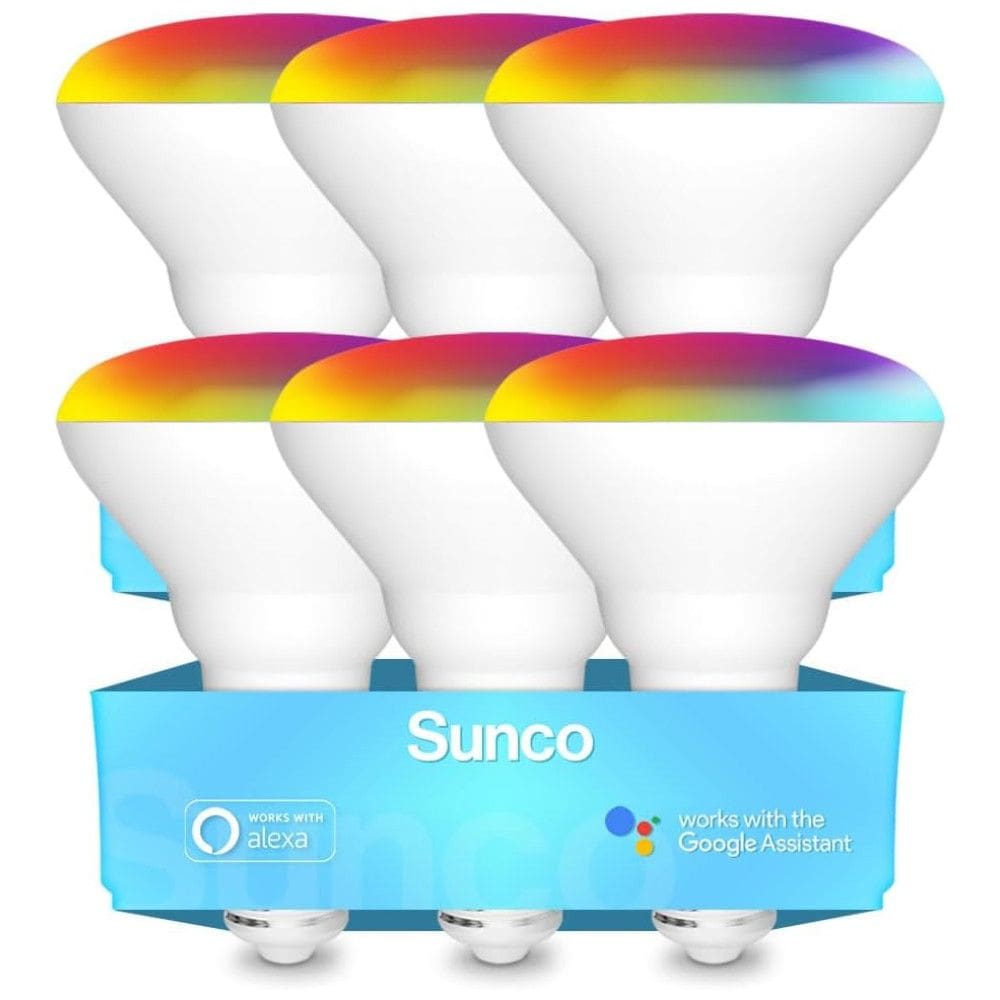 BR30 Lâmpada LED Colorida Inteligente Wi Fi, Controle de Voz, 650LM, 8W, 6 Un, SUNCO LIGHTING, Azul