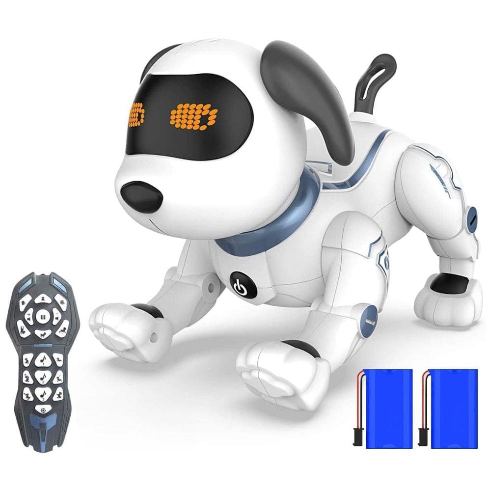 Cão Robô Programável Eletronico com Olhos de LED, HBUDS, Branco