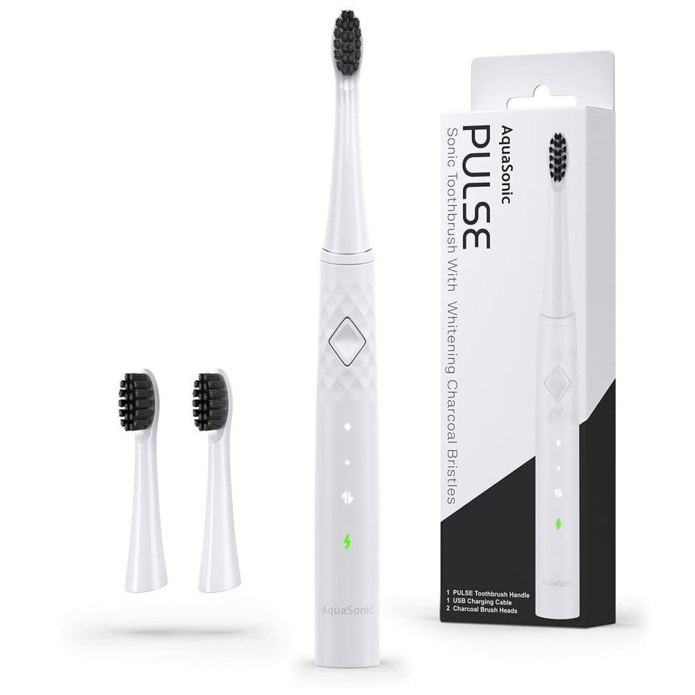 Pulse Escova de Dentes Elétrica Ultra Branqueadora a Carvão Ativado com 3 Modos Inteligentes, AQUASONIC, Branco