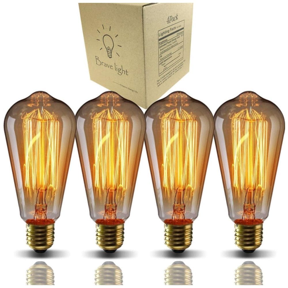 Lâmpadas Vintage 40W 2700W Quente, 4 Un, GOENDR, Laranja claro