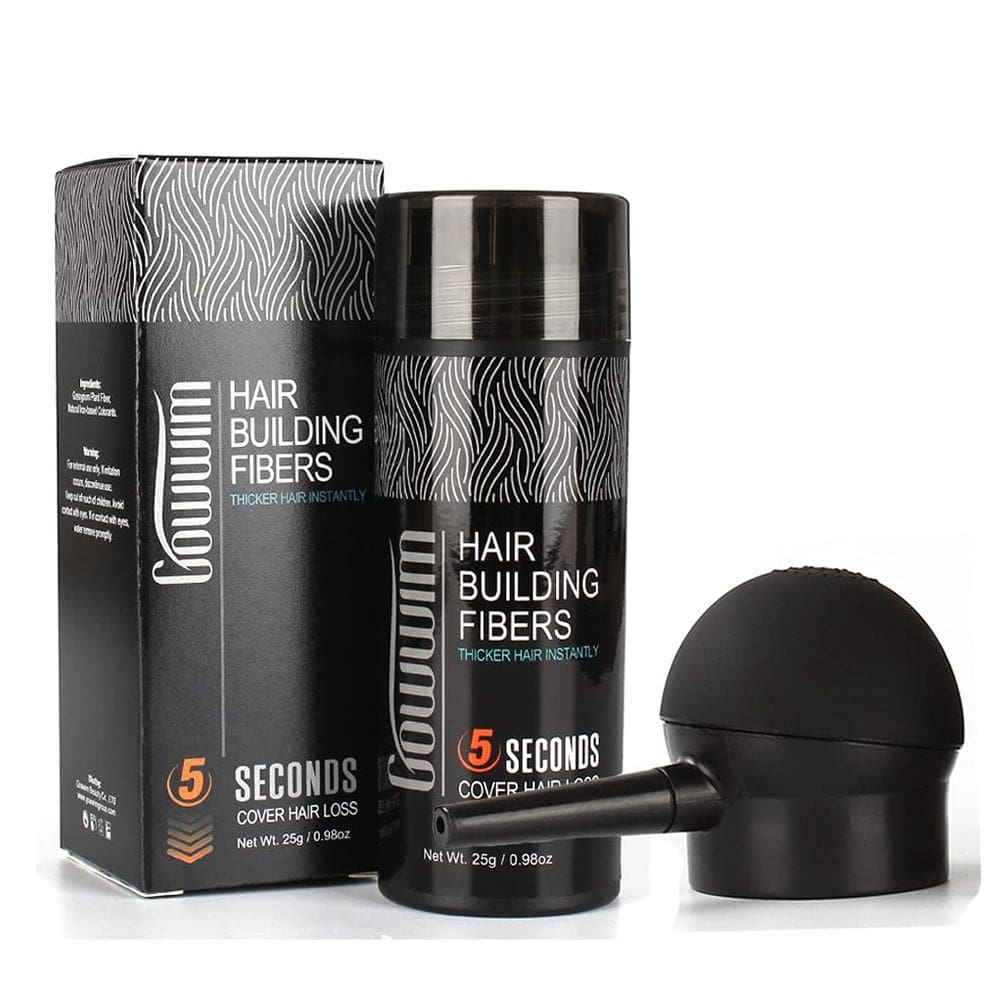 Kit de fibras espessantes de cabelo gowwim 2 em 1 com queratina marrom escuro