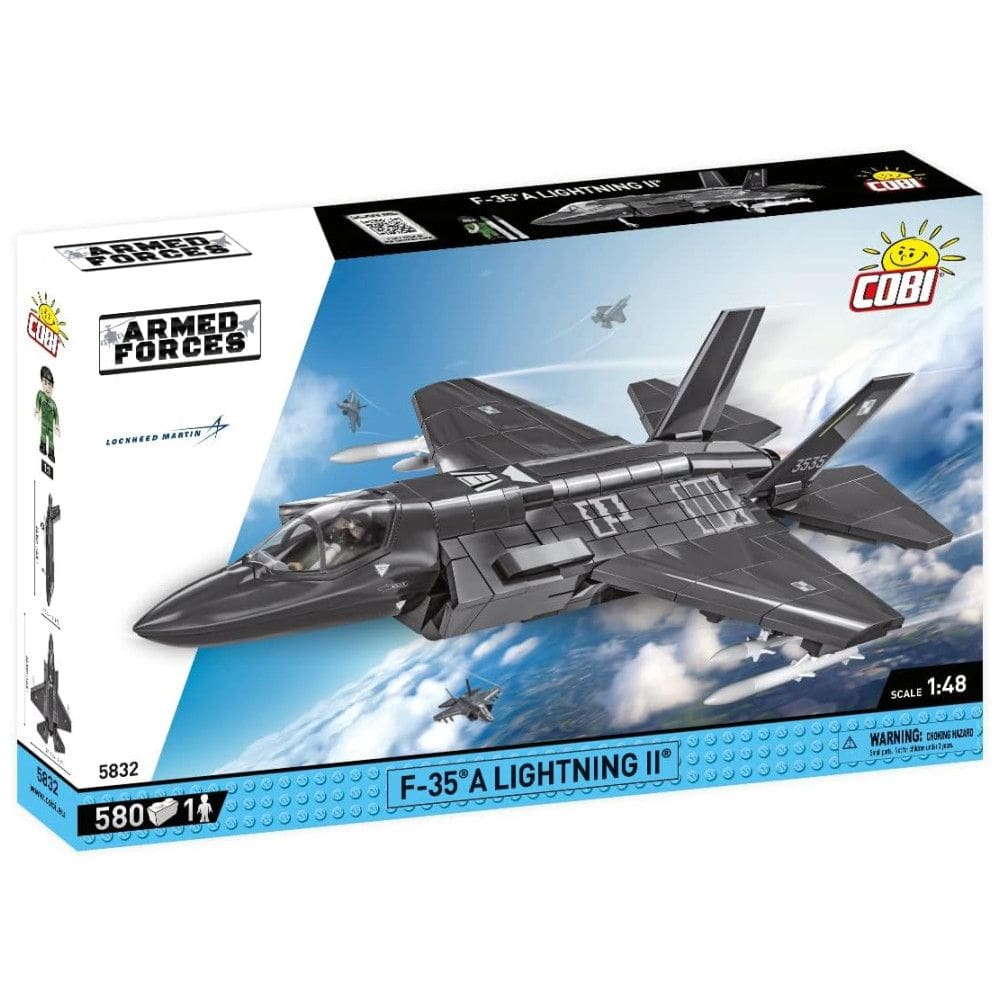 Kit de Construção Caça F 35 A Lightning II das Forças das com 580 Peças, COBI, Preto