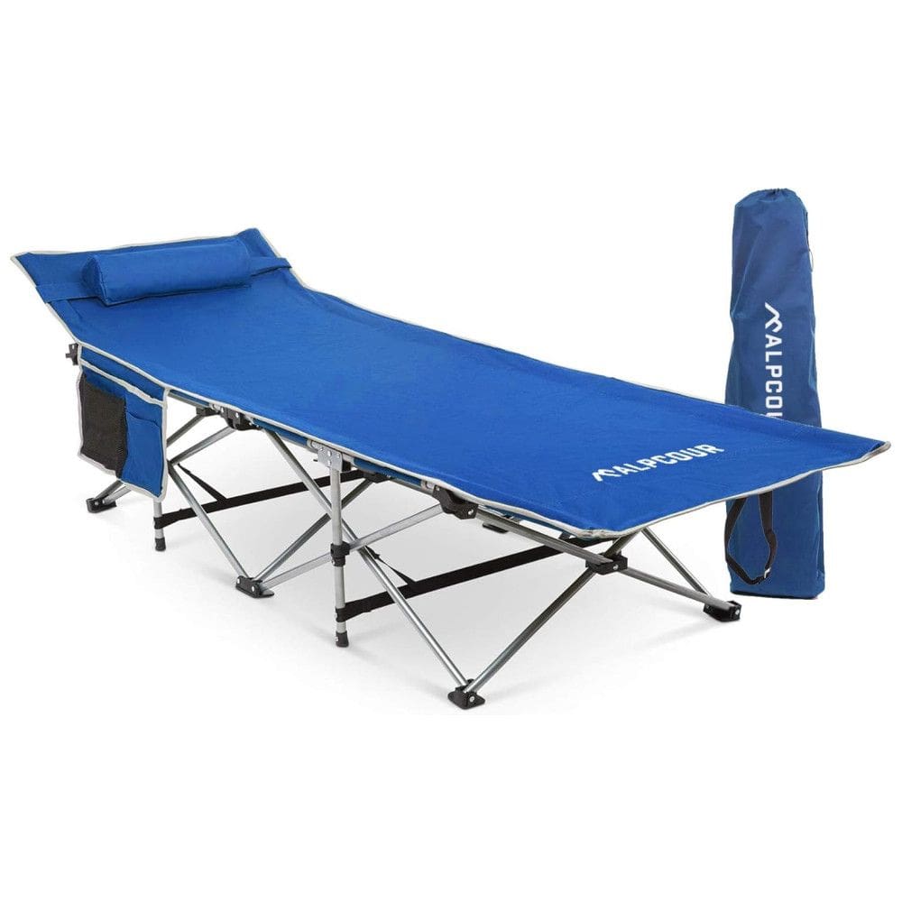 Cama Acampamento, Camping Dobrável Portátil, até 136 kg, ALPCOUR, Azul