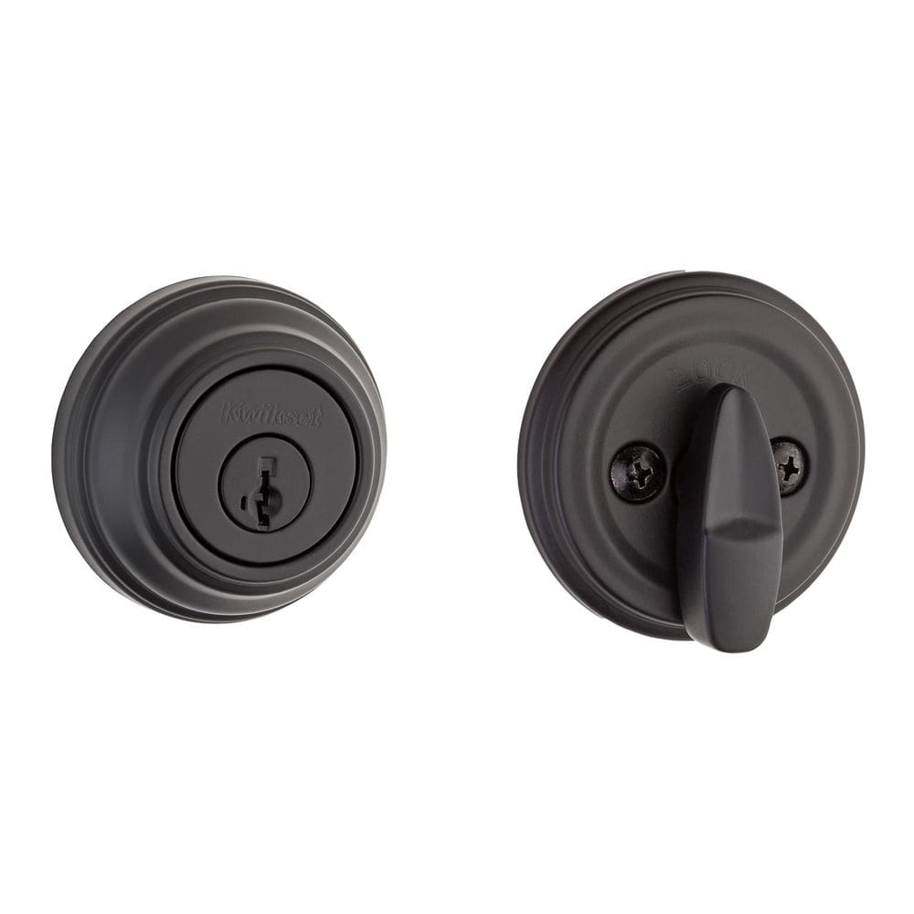 Exterior redondo preto fosco Deadbolt Lock Kwikset 980