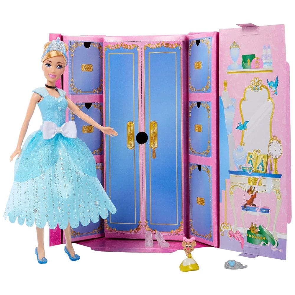 Boneca Cinderela Fashion com 12 Modas e Acessórios Surpresa Brinquedo das Princesas Disney, Mattel.