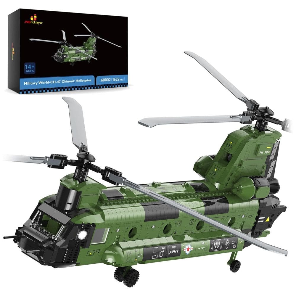 Kit de Construção Helicóptero Militar com 1622 Peças, JMBricklayer, Verde