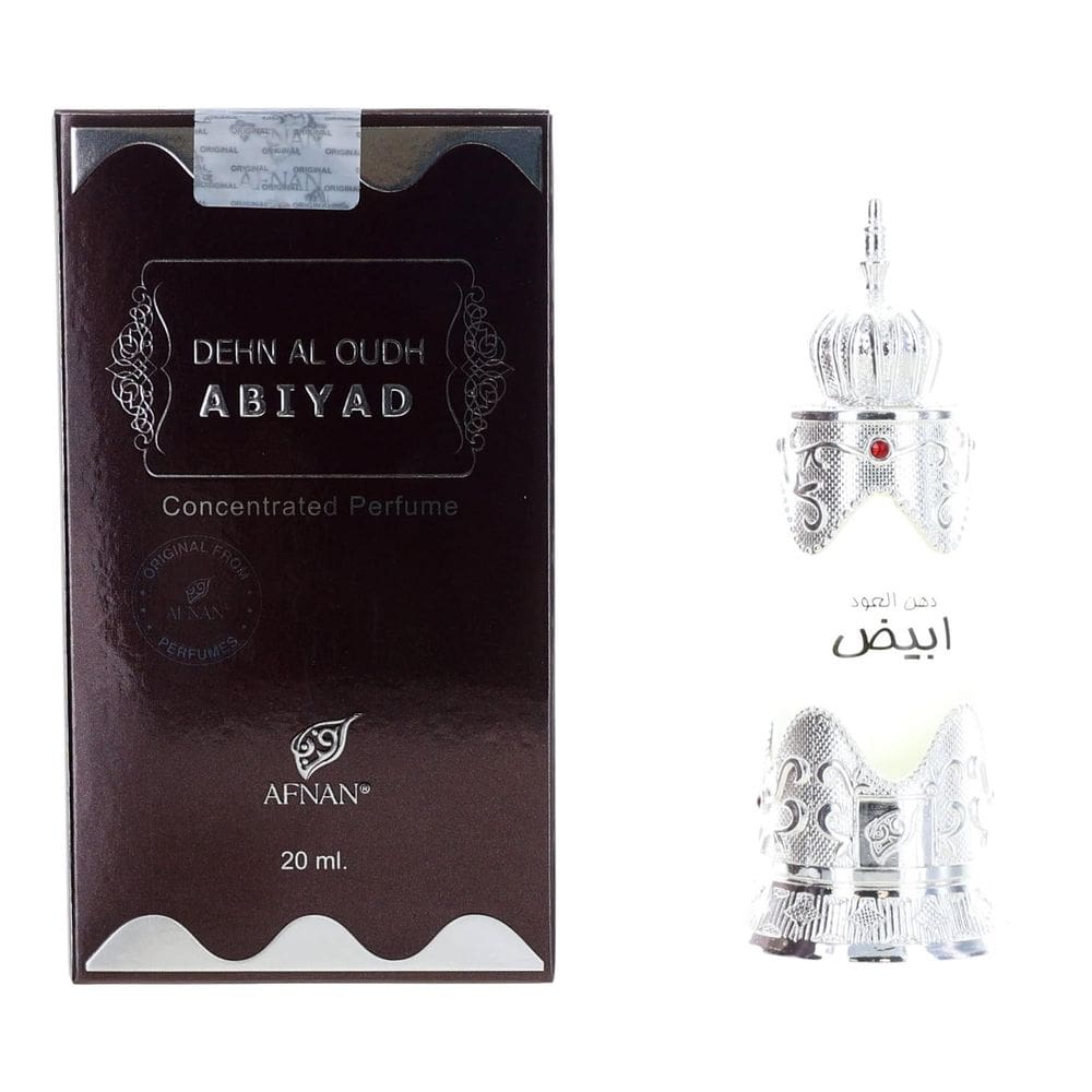 Óleo de perfume Afnan Dehn Al Oudh Abiyad 20mL para mulheres e homens