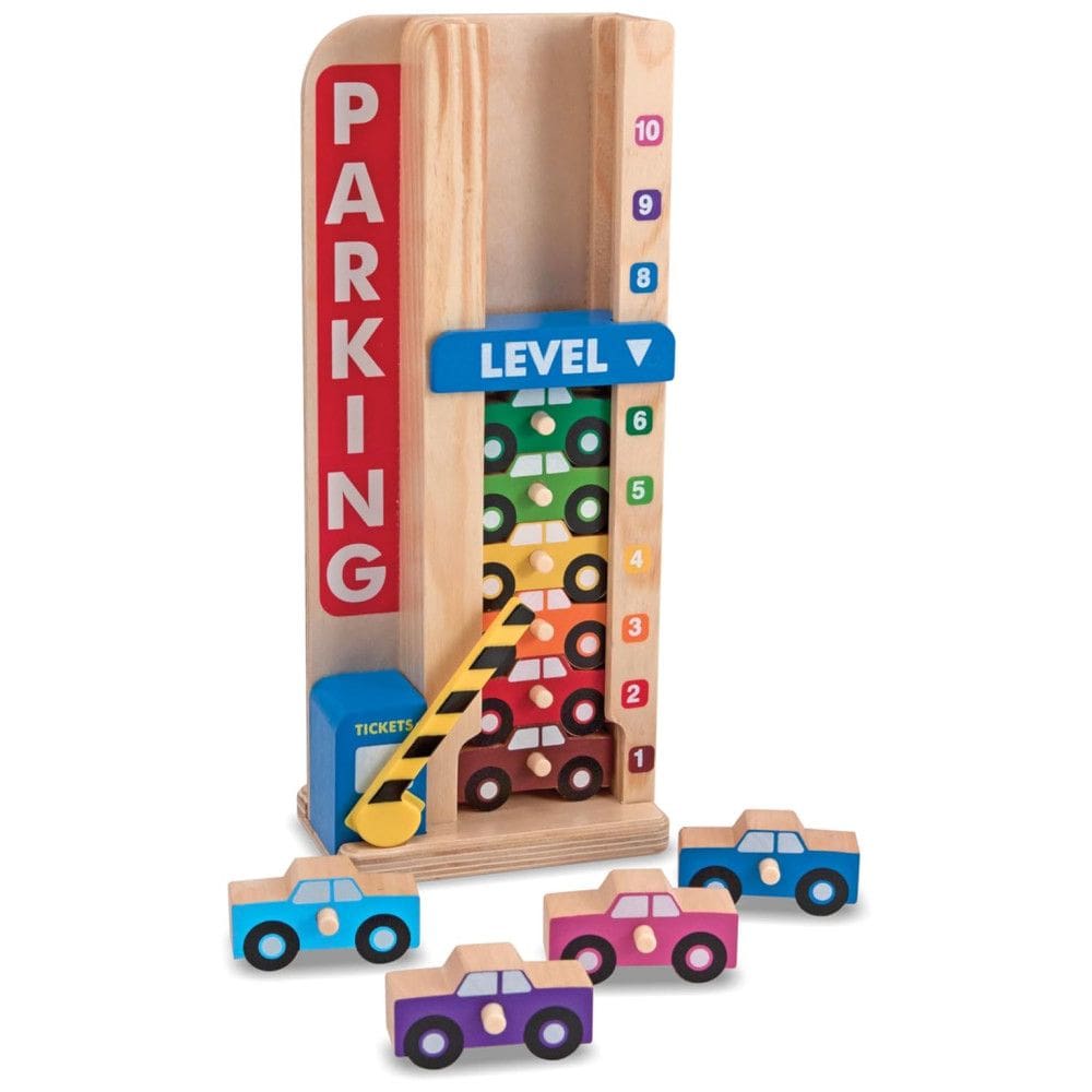 Garagem Empilhadora para Carros Infantil de Madeira com 10 Carros Ideal para Brincadeiras e Aprendizado de Crianças, Melissa & Doug