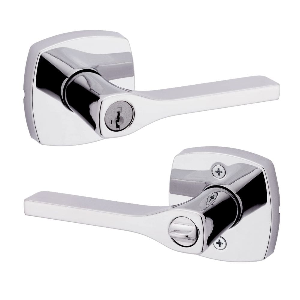 Maçaneta de porta Kwikset Tripoli Lock Key em cromo polido