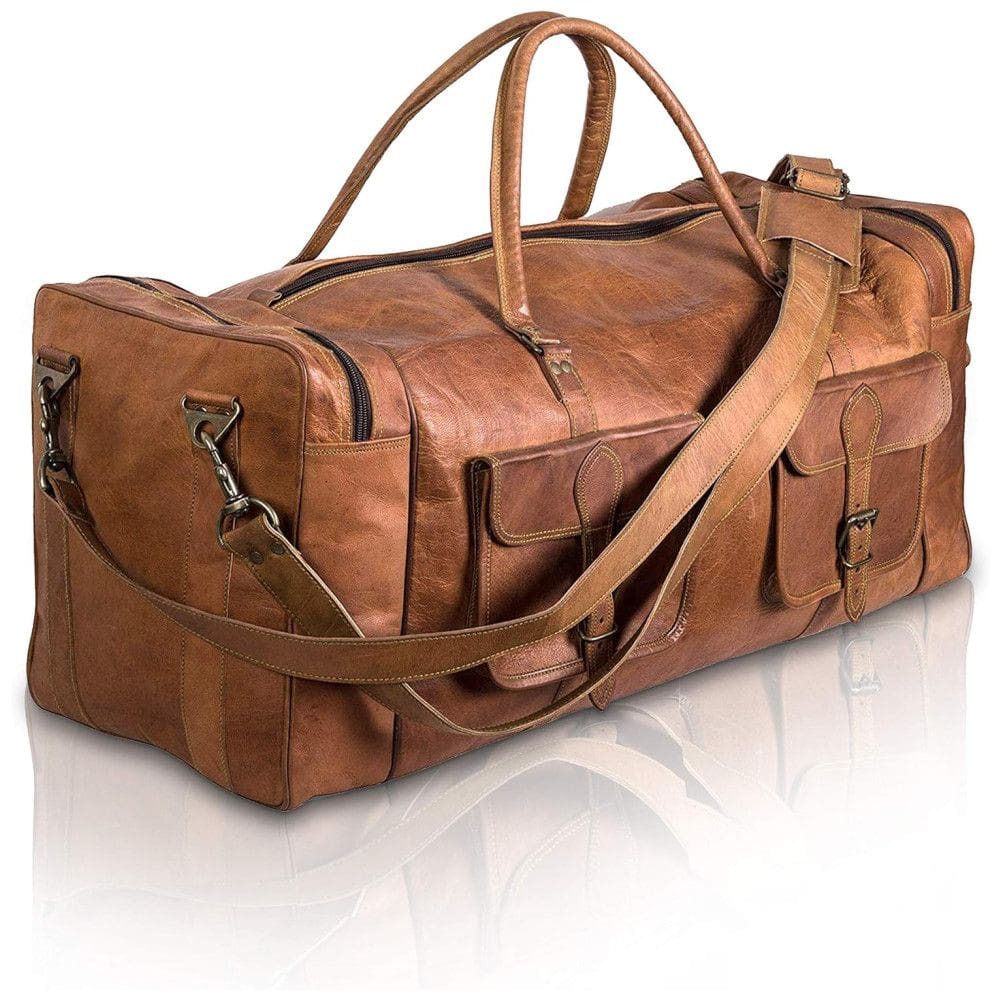 Bolsa de Viagem Masculina Clássica de Couro, KOMALS PASSION LEATHER 2 30 inch duffel, Marrom