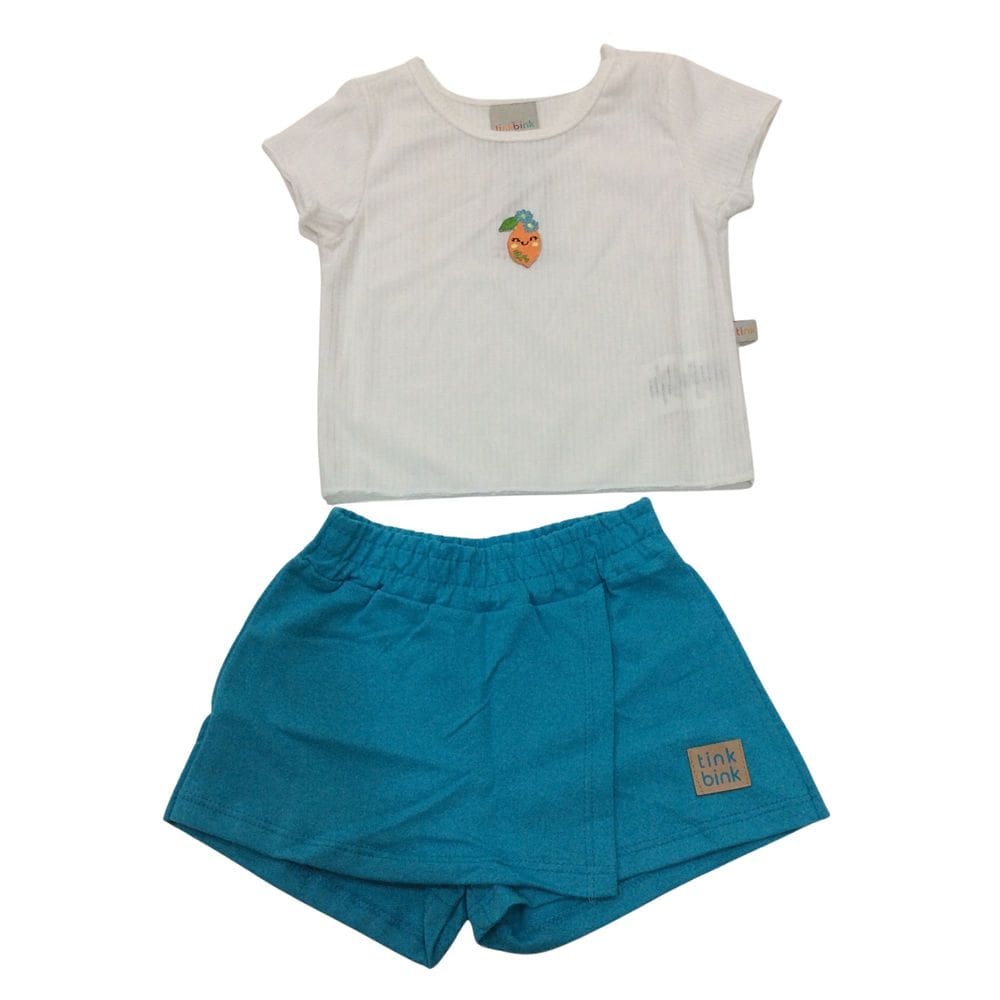 Conjunto infantil fem Tink Bink Branco e Azul