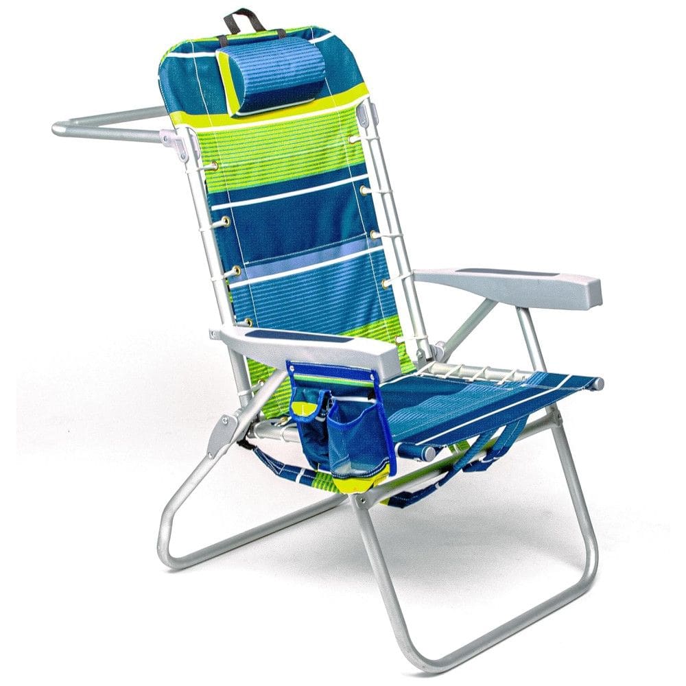 Cadeira de Praia Portátil e Dobrável com 5 Posições e Bolsa de Armazenamento, Homevative, Verde Limão