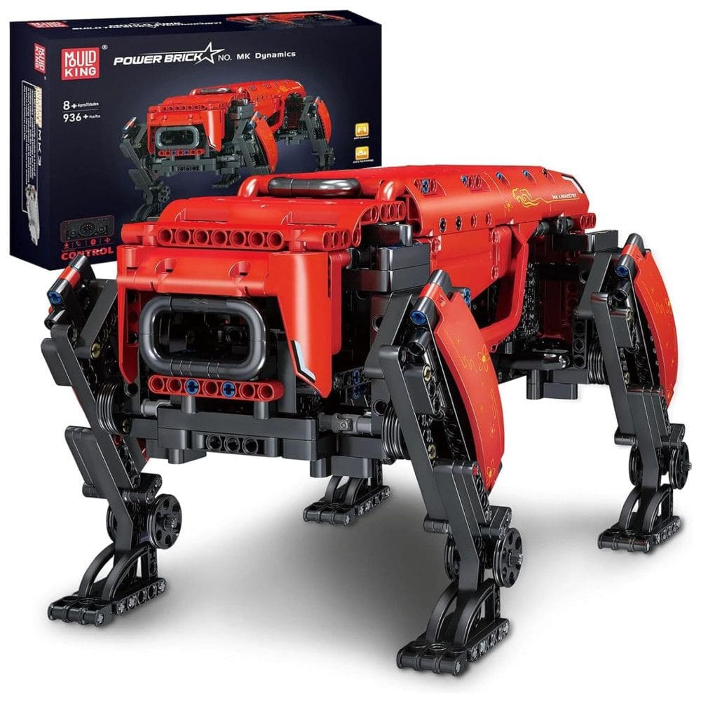 Kit de Construção Robot Dog MK Dynamics com 936 Peças e Controle Remoto para Crianças e Adultos, Mould King, Vermelho