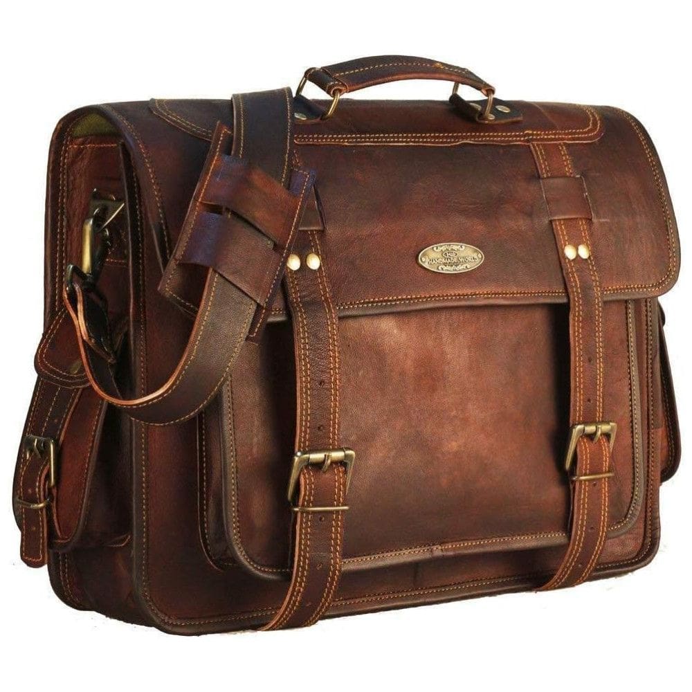 Bolsa, Pasta de Couro Masculina para Laptop, HANDMADE WORLD 2088, Marrom