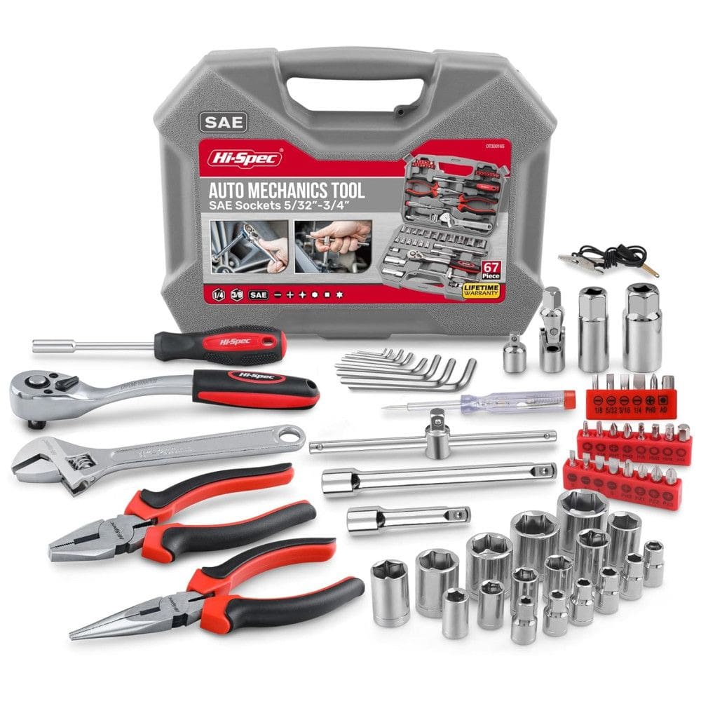 Kit de Ferramentas com Maleta de Transporte, 67 Peças, HI SPEC D0016 US, Vermelho