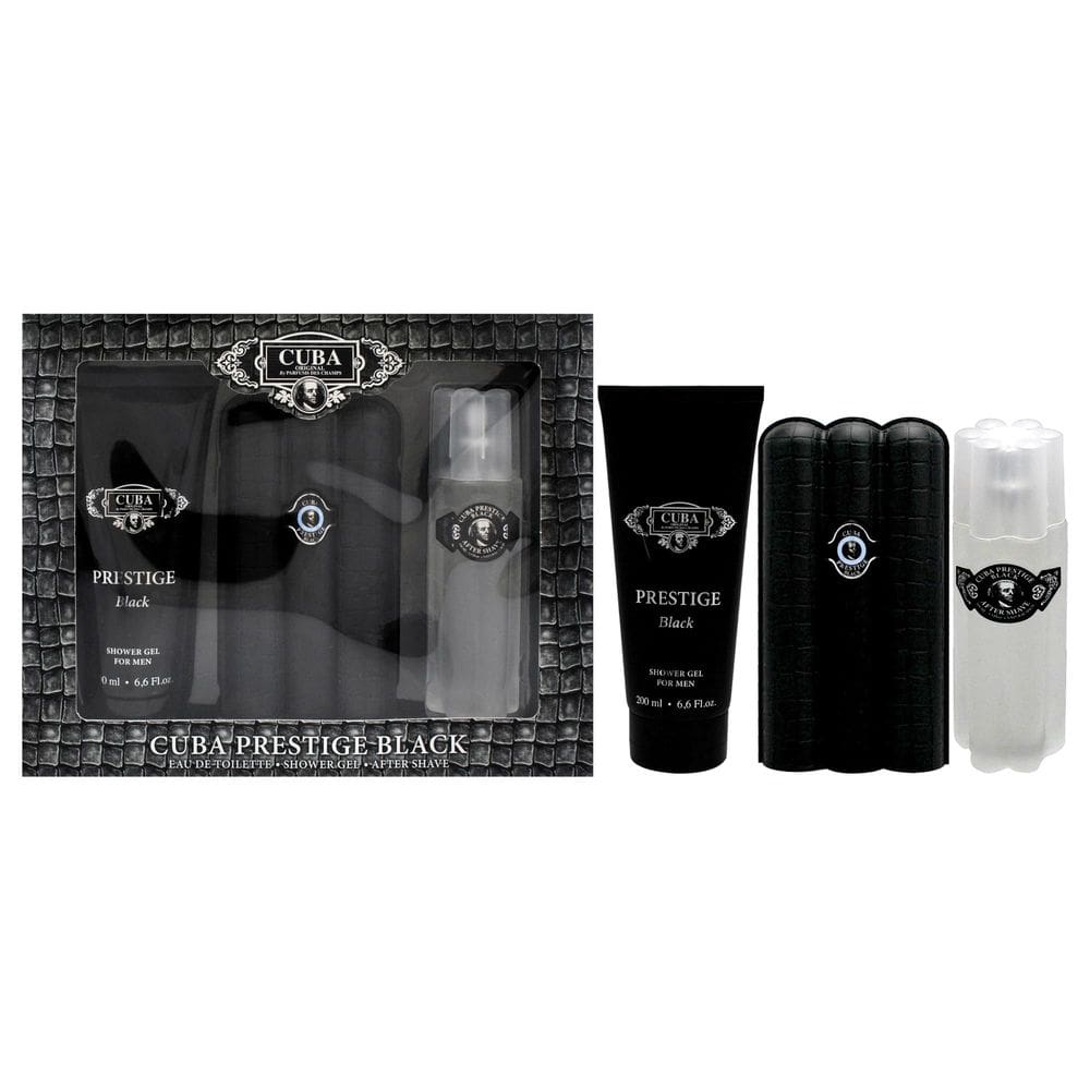 Conjunto de perfume de presente Cuba Prestige Black para homens 90 ml EDT