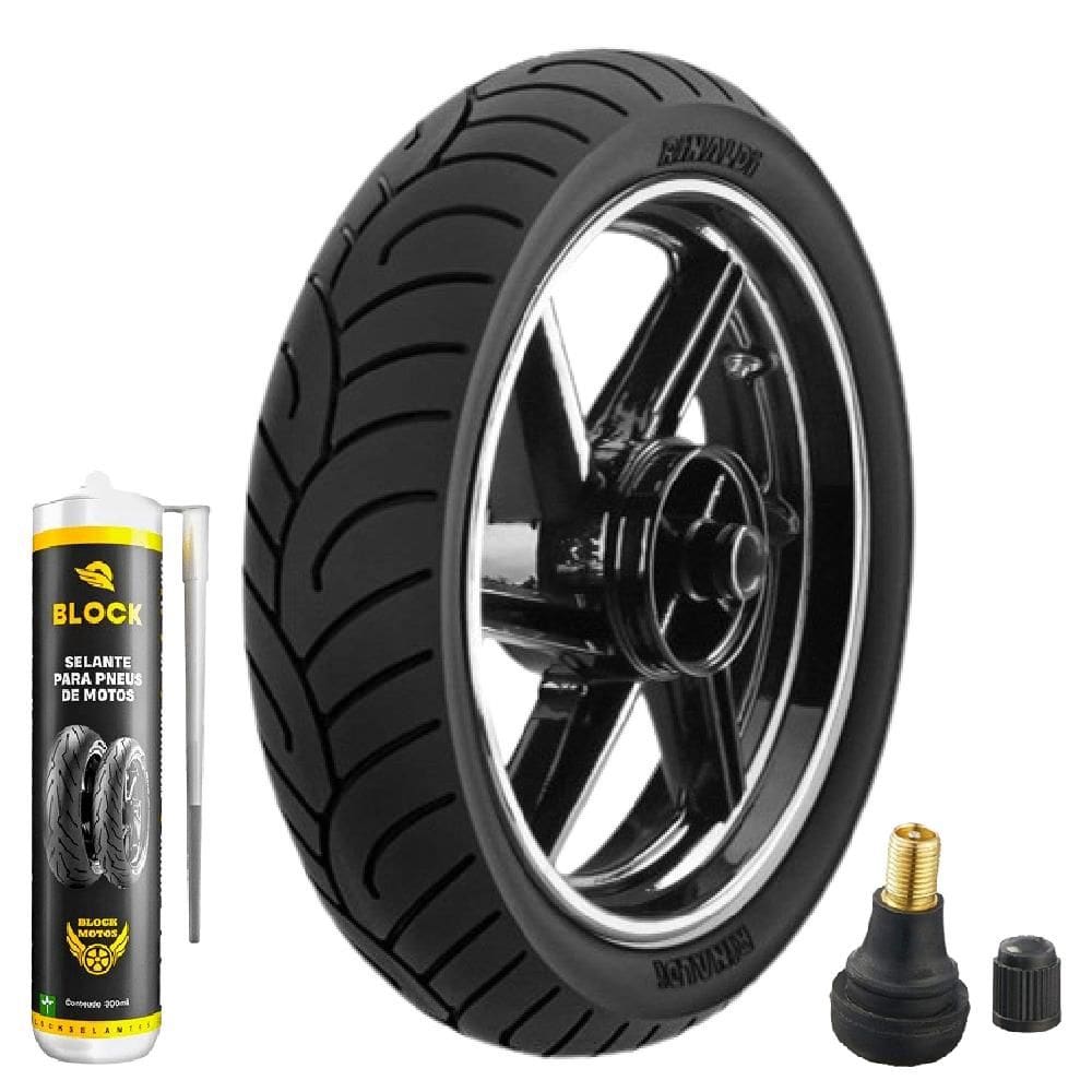 Pneu Cg 160 Gsr 150i 90/90-18 57p Sem Camara Hb37 Rinaldi + Bico + Selante