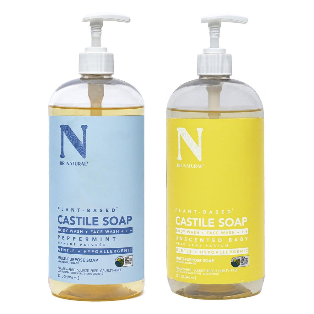 Kit de sabonete líquido Dr. Natural Castile 960 ml unissex, 2 unidades