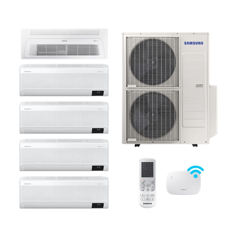 Penta-Split Samsung WindFree 48.000 BTUs (1x22000 -1x18000 - 3x9000) Quente/Frio com WiFi 220V