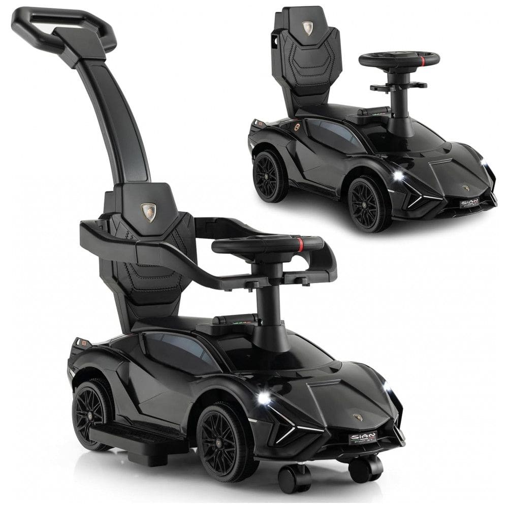 Carrinho de Passeio Infantil 3 em 1 com Alça, Música, USB, Farol e Compartimento Sob o Assento para Crianças de 1 a 5 Anos, INFANS, Preto