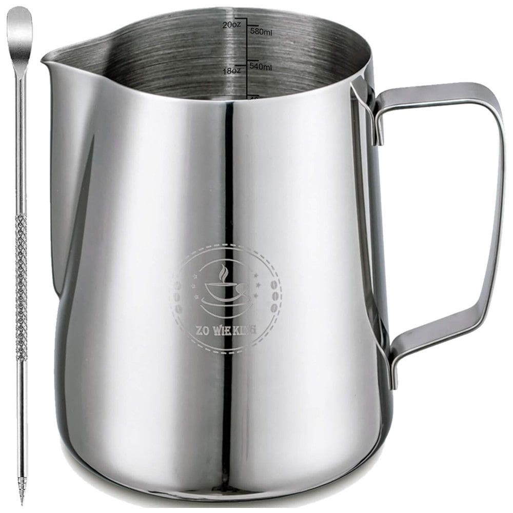 Jarra Leiteira Cremeira 580 mL Aço Inoxidável de Grau, ZOWIE KING, Prateado