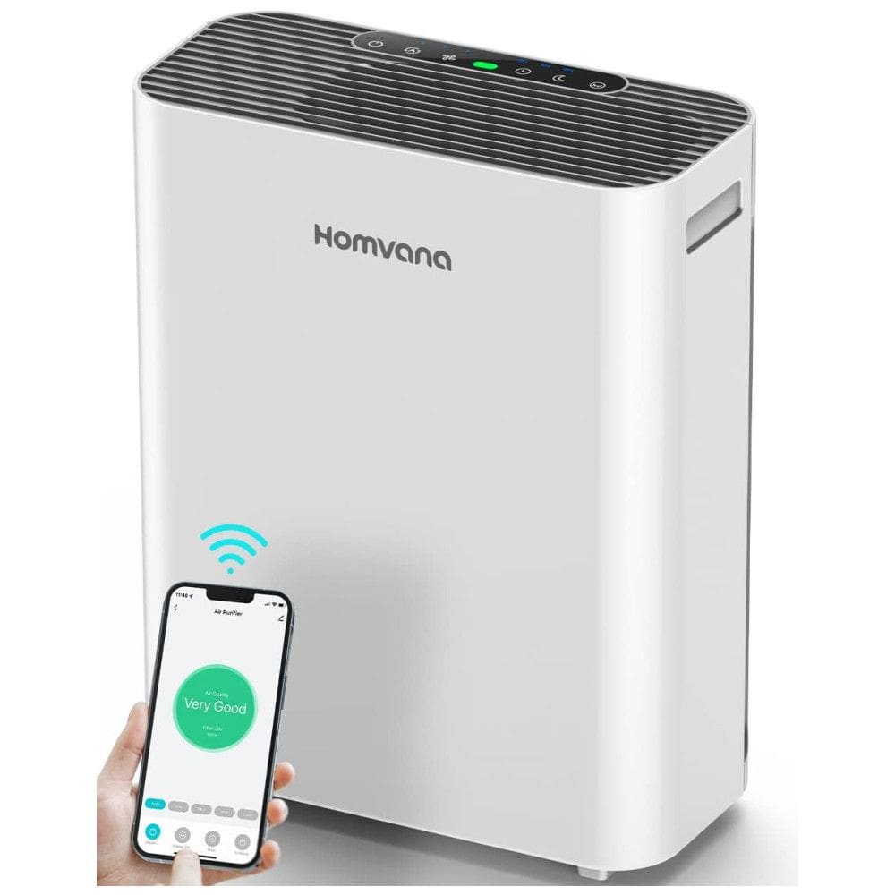 Purificador de ar inteligente para ambientes amplos de até 1.250 pés quadrados, com filtro H13 True lavável Homvana