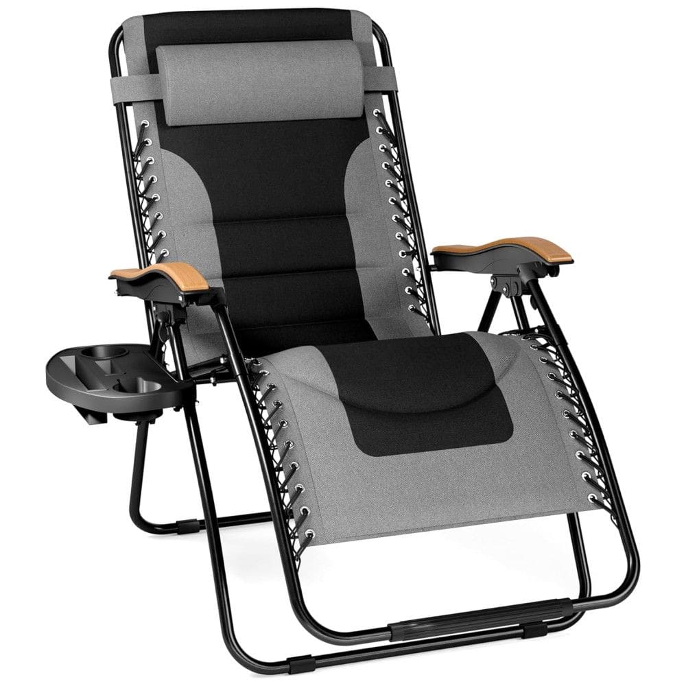 Cadeira Reclinável Ajustável Gravidade Zero com Apoio de Cabeça, PHI VILLA, Cinza